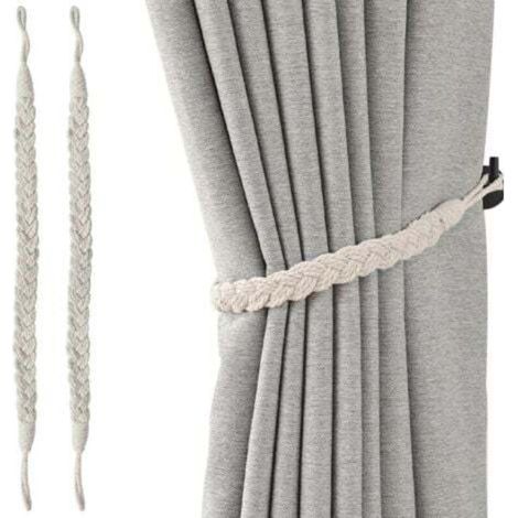 Set of 2 Handmade Rope Curtain Tiebacks for Home Office Decoration, Woven Fasteners