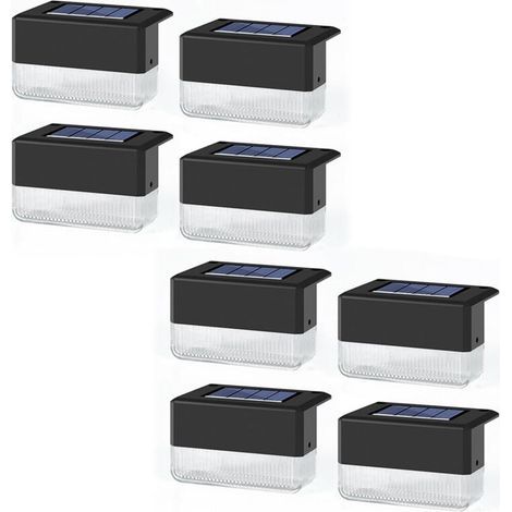 8 Pack Solar Railing LED Lights, Solar Lights Outdoor, Solar Step Light Waterproof Solar Step Light Used for Stairs, Fence, Deck, Garden, Patio Y (1/4)