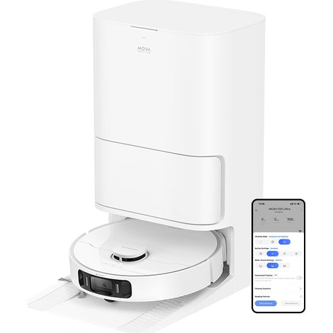 MOVA S20 Ultra – Aspirateur robot laveur double brosse caoutchouc, 8300 Pa, navigation intelligente, couleur blanche