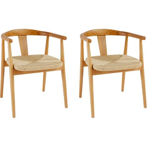Lot de 2 Fauteuils à Dîner "Yamato" 73cm Naturel (1/5)