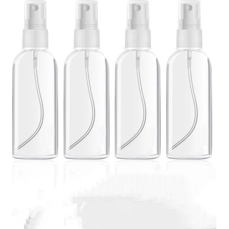 Flacons pulvérisateurs vides - Lot de 4 - Flacons pulvérisateurs - Plastique transparent - Mini flacons pulvérisateurs rechargeables - Brume fine - Flacons pulvérisateurs - Réutilisables - Rechargeabl (1/5)