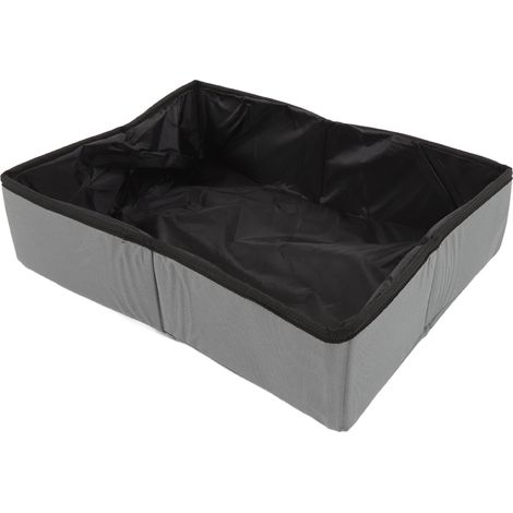 Bac à litière pliable en tissu imperméable pour chat, idéal pour les voyages et l'extérieur (taille S, gris). (1/5)
