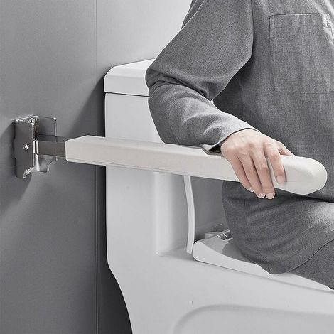 1 Barre d'appui,Acier inoxydable,Rotation 90°,Alliage d'aluminium,Mousse souple,Salle de bain PMR (1/5)