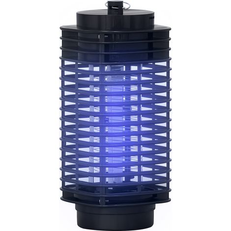 Lampe anti-insectes LED 3W, électrique extérieure et intérieure, attrape-mouches avec crochet de suspension, piège à moustiques noir.