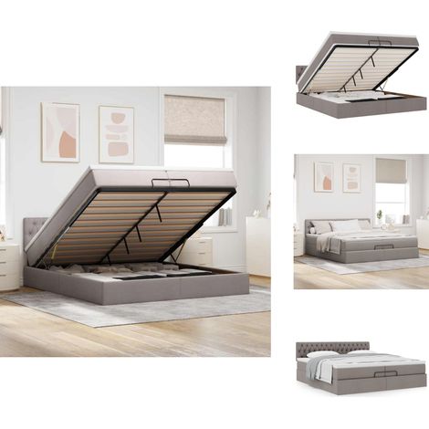 Cadre de lit ottoman avec matelas taupe 200x200 cm tissu - Cadre De Lit Ottoman - Cadres De Lit Ottoman - Cadre De Lit - Cadre De Lit Avec Rangement (1/5)