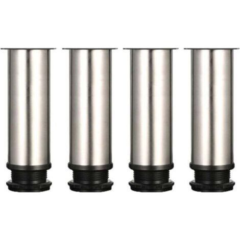 4 pieds réglables 150 mm de hauteur épaississent les pieds de meuble Pieds de table Pieds de meubles en acier inoxydable brossé Hauteur réglable 0-15 mm Fourni avec des vis en acier inoxydable (1/5)