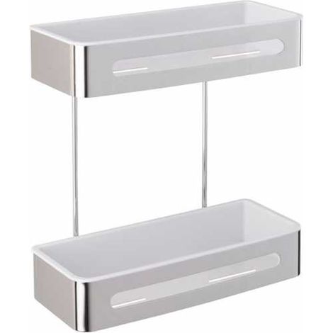 Portaoggetti da parete a 2 piani in acciaio inox Premium Plus (1/4)