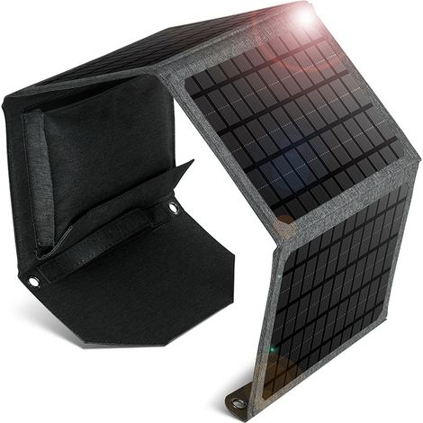 Chargeur solaire pliable 24 W pour l'extérieur avec ports USB pour téléphones portables (1/5)