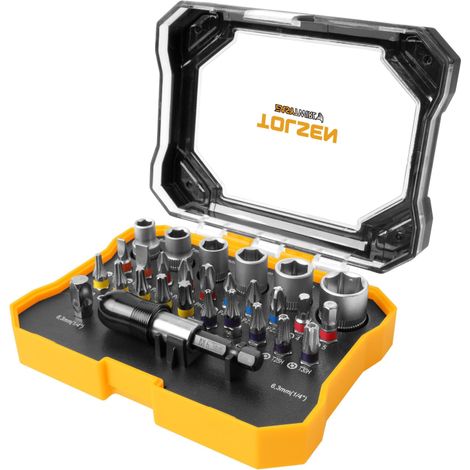SET 28 PZS MIXTAS Y DADOS CON CUADRO TOLSEN 1/4"