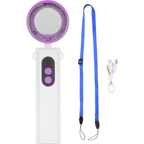 Ventilatore portatile con funzione di raffreddamento a ghiaccio, ricaricabile tramite USB, batteria a lunga durata, display digitale, alta velocità, per uso interno ed esterno, bianco (1/5)