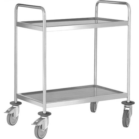 Chariot de Service Inox 2 Niveaux L 880 à 1080 mm - Pujadas