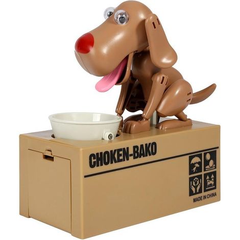 tirelire en forme de chien, chien mangeur de pièces, chien affamé, tirelire en forme de cochon (1/5)