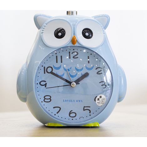 MINKUROW Baby Kids Cartoon Owl Sveglia Scansione Silenziosa Con Canzone Sveglia Per Comodino Camera Da Letto Con Luce Notturna,Blu (1/5)