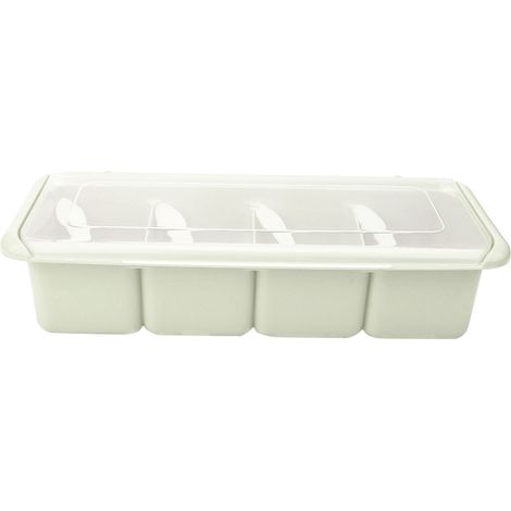 Porte-épices 4 compartiments vert, boîte à condiments, organiseur d'assaisonnement, rangement pour cuisine (1/5)