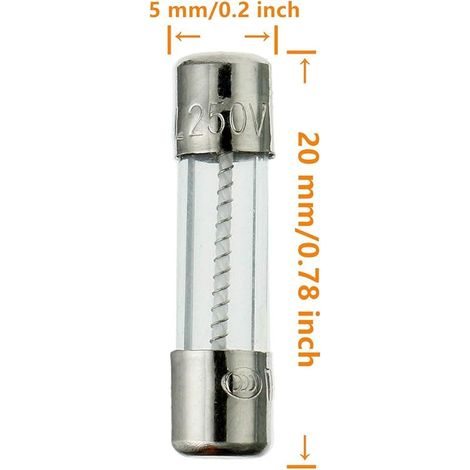 T1AL250V 20 pièces 5x20mm fusible en verre à fusion lente 1A 250V 0.2 x 0.78 pouces fusible à retardement (1/5)