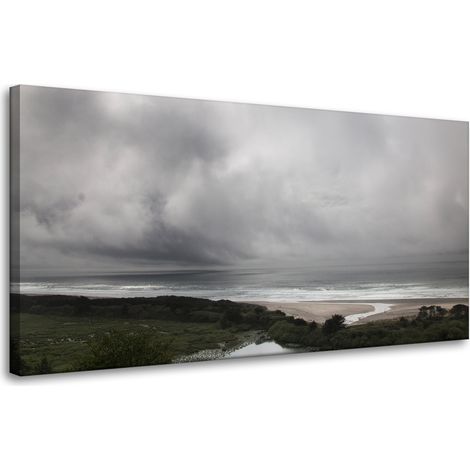 Leinwanddruck Natur „Mündung zum Meer“ 80x40 cm