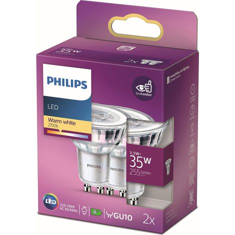 ampoule LED Equivalent35W GU10 Blanc chaud, Non dimmable, Verre, Lot de 2 (1/5)