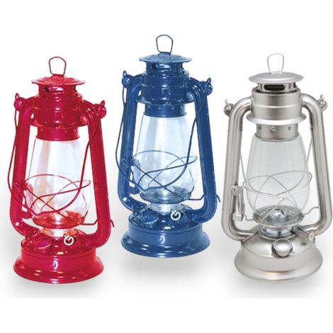 Lanterna A Petrolio In Acciaio Colore Blu H.30cm Autonomia 30 Ore 1pz