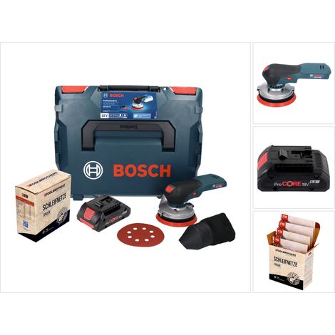 Bosch GEX 18V-125 Professional Akku Exzenterschleifer 18 V 125 mm Brushless + 1x Toolbrothers SPIDER Netzschleifmittel Set + 1x ProCORE Akku 4,0 Ah + L-BOXX - ohne Ladegerät