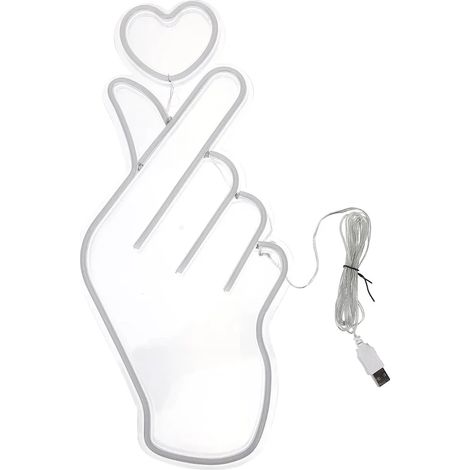 Enseigne Néon LED Murale Forme de Main Coeur Décoration Lumineuse Suspendue pour Chambre Bar et Fête jardin terrasse extérieur (1/5)
