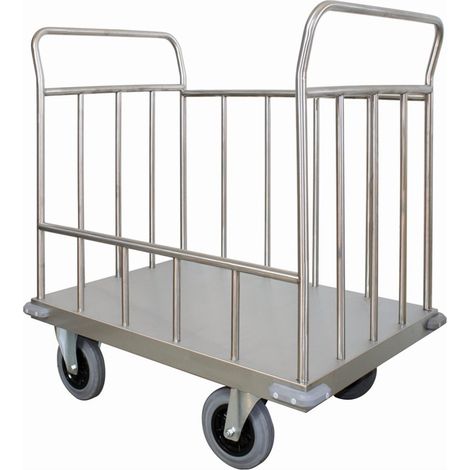 Carrello trasporto universale 4 sponde in tubolare in acciaio INOX AISI 304