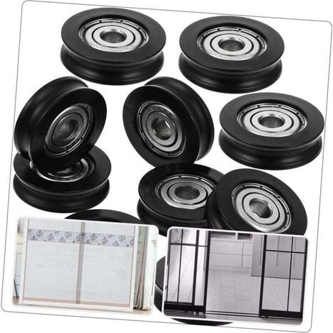 Lot de 4 Poulies à Gorge en U avec Roulement, Roues en Nylon pour Fenêtres et Portes Coulissantes, Guide de Quincaillerie Durable