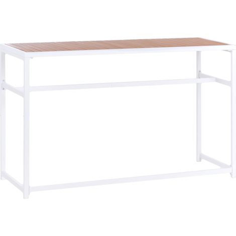 Tavolo da pranzo moderno da giardino in acciaio e polipropilene bianco 150 x 50 cm Avetrana