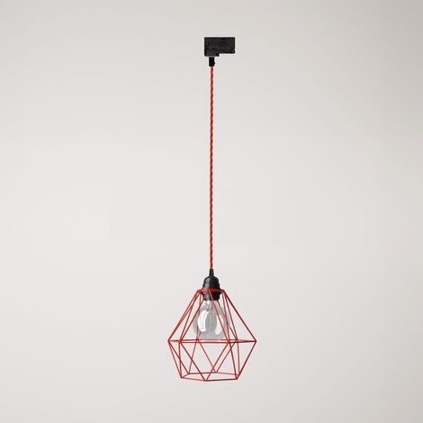 Creative Cables - Candeeiro suspenso com abajur em gaiola de diamante para calhas - lâmpada incluída