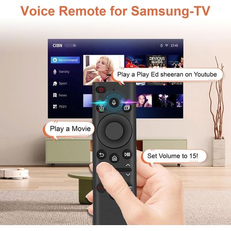 Télécommande vocale de rechange pour Samsung BN59-01385A Télécommande pour Samsung Smart TV, télécommande universelle avec touches d'accès rapide pour téléviseur Samsung (1/4)