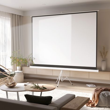 Pantalla de Proyector Manual 120 Pulgadas Pantalla de Proyección Formato 4:3 con Altura Ajustable 244x183 cm Blanco (1/5)