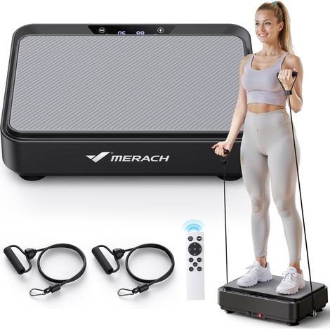 Plateforme Vibrante Mini Noir pour Perte de Poids, 99 Niveaux, 9 Programmes, Télécommande, Drainage Lymphatique, MERACH (1/5)