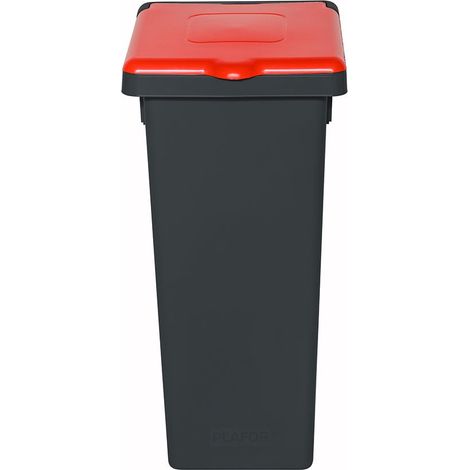 Cubo de basura Plafor Fit con tapa cerrada de 20 litros Reciclaje Gris Rojo
