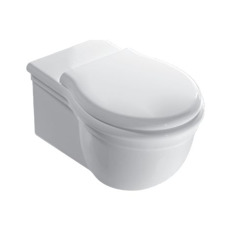 Vaso sospeso in ceramica 57x38 cm Globo Paestum PAS03BI  Bianco - Duroplast - Con copri wc cerniere cromo, soft close