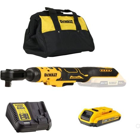 Dewalt – Clé à chocs sans fil 18V – Couple 95Nm – Moteur Brushless – 1 batterie 2.0Ah et chargeur inclus – Sac de transport
