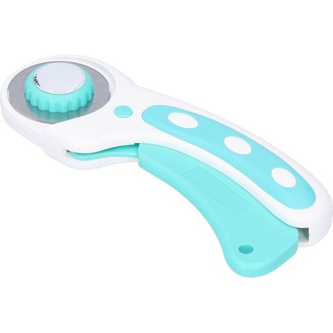 Couteau de coupe rotatif à poignée pressable pour patchwork, quilting, couture, bricolage, cuir, rond 45 mm (bleu) (1/5)