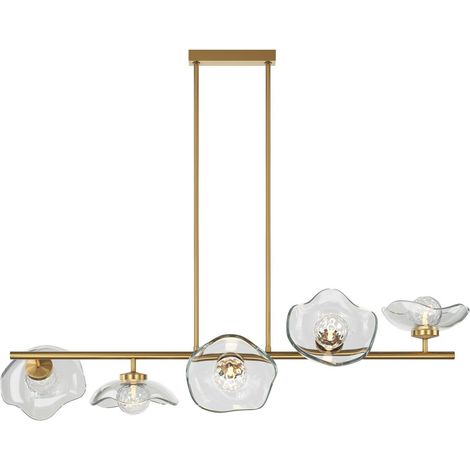 Maytoni Miracle Plafonnier suspendu de bar moderne en laiton 5xG9 abat-jour en verre