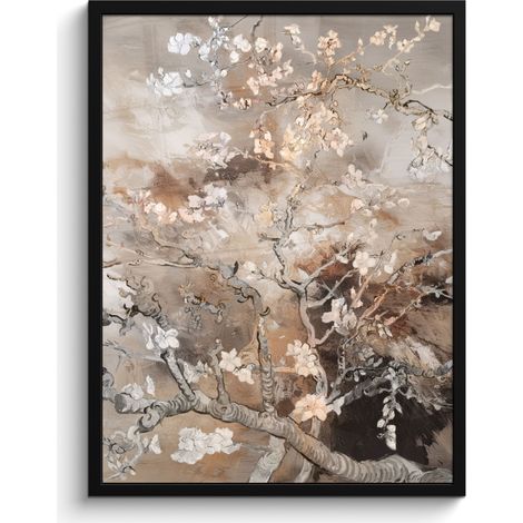 AFFICHE ENCADRÉE Fleur d'amandier - Art - Van Gogh - Beige - Abstrait Tableau Décoration Murale 60x80 (1/5)