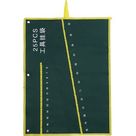 1 Pc Sac de Rangement Vert Toile Résistant pour Outils Rouleau à 25 Pochettes (1/3)
