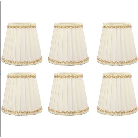 Abat-jour - Tissu - Pour Ampoule E14 - Fixation Par Pince - Style Moderne - Pour Lustre Applique Murale Lampe De Bureau - Lot De 6 (1/5)