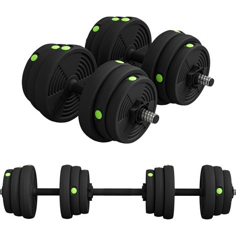 2-in-1-Hantelset, verstellbar bis 25 kg, rutschfest, schwarz/grün
