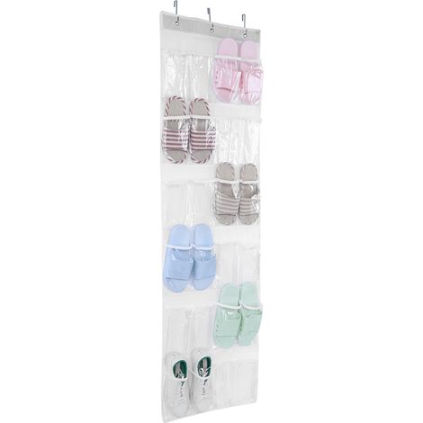 Wandmontierte Aufbewahrungstasche mit 24 transparenten Fächern, hängender Schuhorganizer, faltbares Schuhregal, vielseitige Aufbewahrungsmöglichkeit für den Kleiderschrank. (1/5)