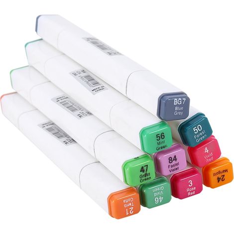 Lot de 60 marqueurs à alcool double pointe, couleurs assorties, design de bande dessinée, dessin artistique et croquis. (1/5)