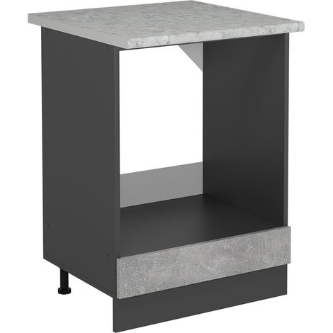 Herdumbauschrank R-Line, Beton, 60 cm AP Marmor, Vicco