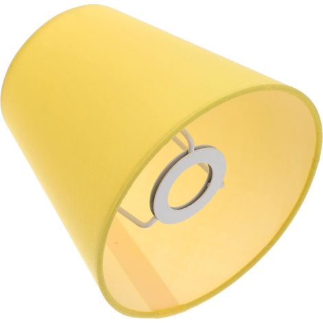 Abat-jour Tissu E14 - Jaune - Pour Lustre Table Chevet Sol - Diamètre 25 cm Hauteur 18 cm - 1 Pièce (1/5)