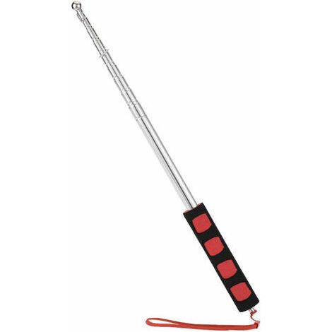 Mât de drapeau télescopique en acier inoxydable 2m – Pour enseignants et guides – 2 anneaux inclus – Couleur rouge