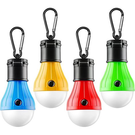 Lampe de tente LED portable, ampoule de secours anti-ouragan à pince, équipement de camping, ensemble de 4 pièces (1/5)