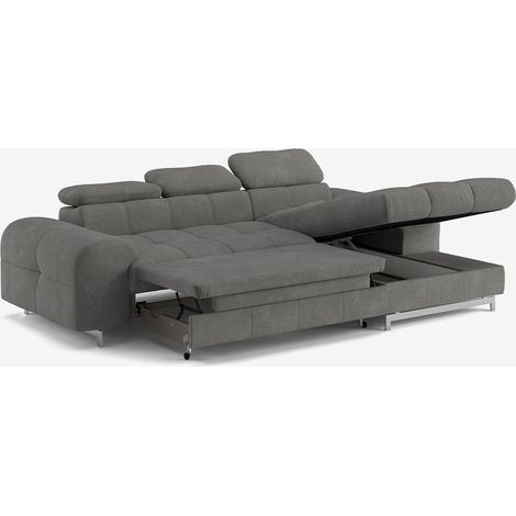 Schlafsofa mit rechter Ottomane, Stauraum und verstellbarer Kopfstütze Eluna - Anthrazit (1/5)