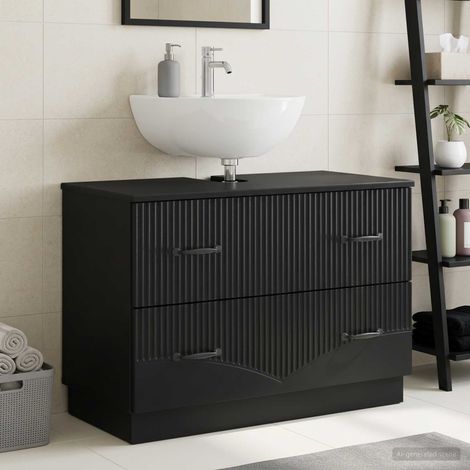 vidaXL Armadio per Lavabo da Bagno HOORN Nero 82 x 41 x 56 cm (1/5)