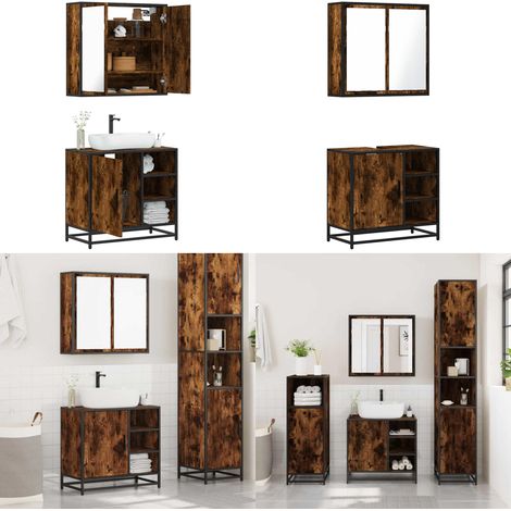 vidaXL Ensemble de meubles de salle de bain 2 pcs Chêne fumé (1/5)
