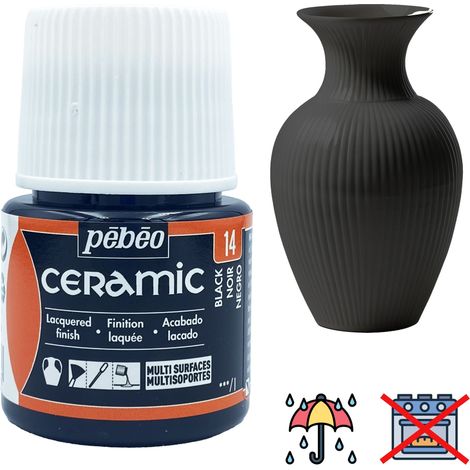 Peinture céramique décorative et résistante à FROID PEBEO 14 NOIR 45ml (1/5)